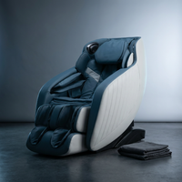 Blue Faux Leather Zero Gravity Recliner 3D Programmable Massage Chair — Studio Shot