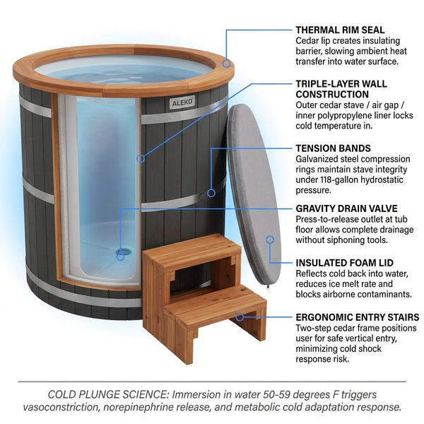 Cold Therapy 1 Person Ice Bath 118 Gallon Cold Plunge 37.5" X 33.25"